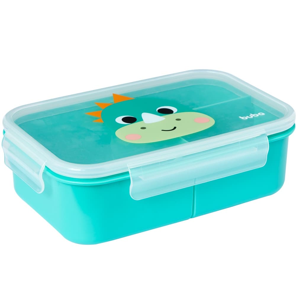 LunchBox Pote Hermético com Divisórias Buba Zoo Dino Lanche Marmita Infantil Lancheira