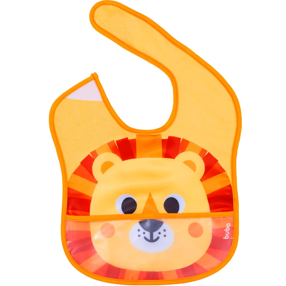 Babador Impermeável Buba Zoo Leão Com Bolso Pega Migalhas Babador com Velcro