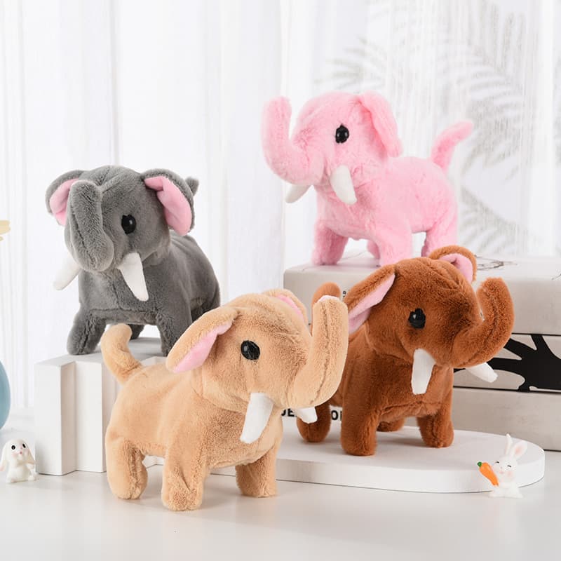 Brinquedo de Elefante de Pelúcia Elétrico-Anda e Emite Som, Fofo e divertido，Brinquedo Interativo Favorito das Crianças