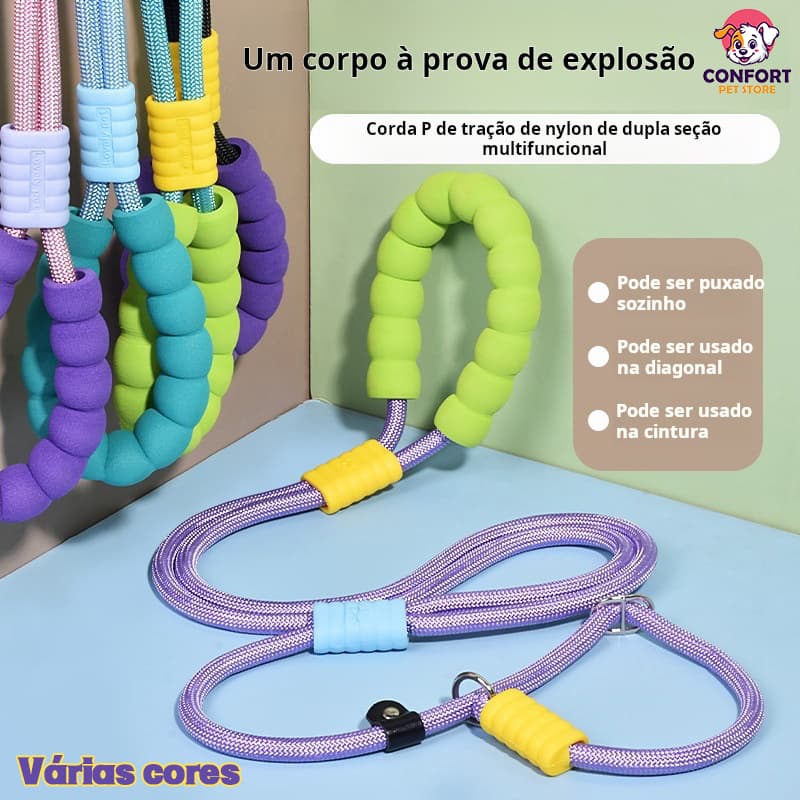 Guia de Passeio Mãos Livres Com Corda Dupla De Nylon Transversal Reforçada Resistente Refletivo Para Cachorros cachorro