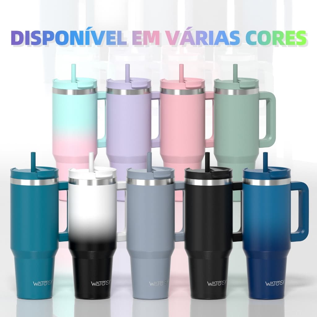 WATERSY Garrafa Térmica 891ml/1182ml | Aço Inoxidável com Alça e Canudo | Anti-Vazamento | Para Academia, Escola e Campi