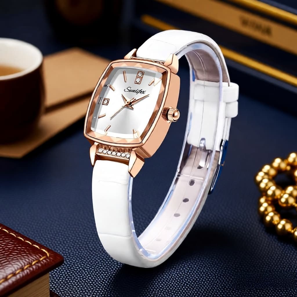Relógio feminino Sunlifex 8006 quartzo mostrador pequeno resistente à água acessório de moda presente refinado 8006