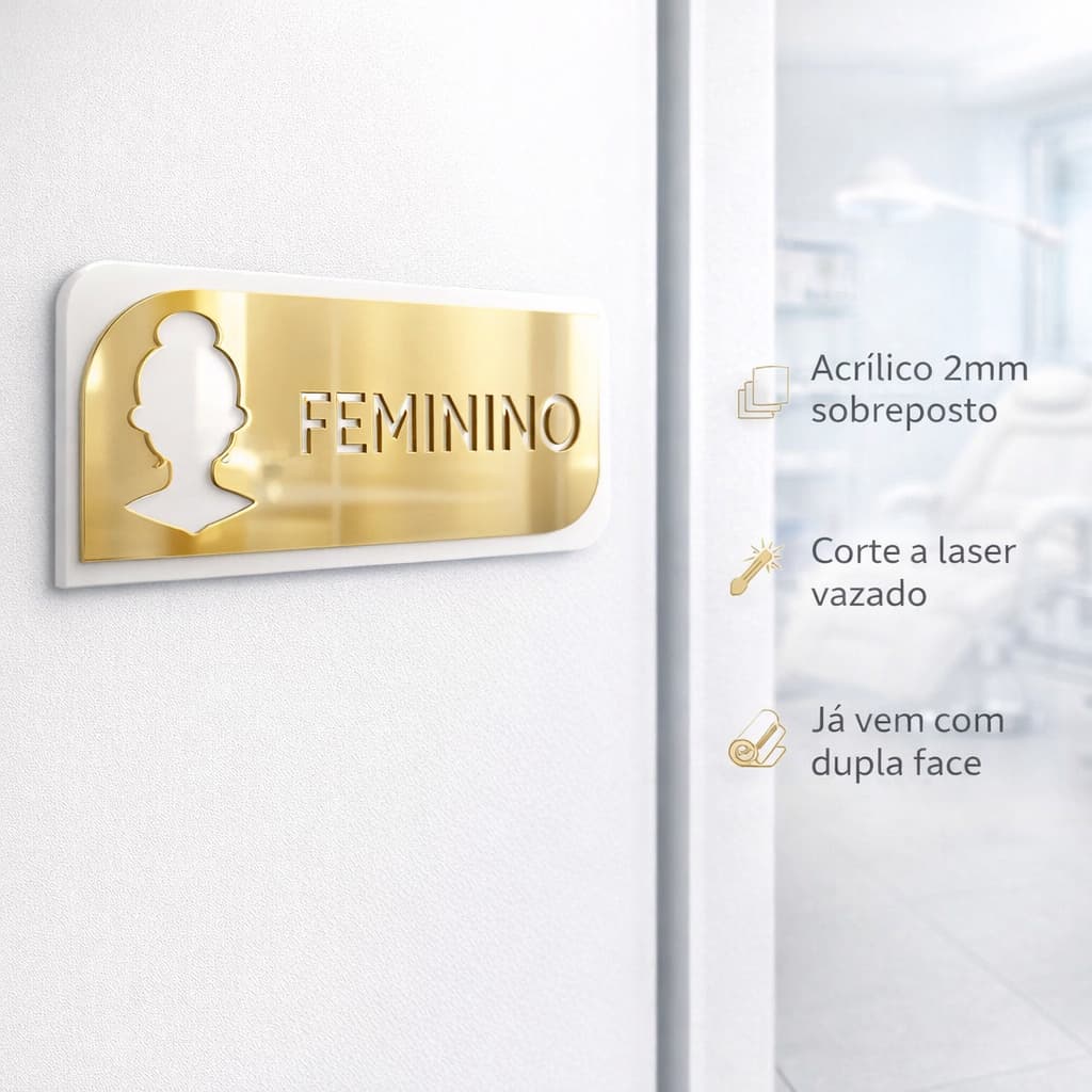 Placa de Identificação para Porta em Acrílico  Alto Relevo  Personalizada