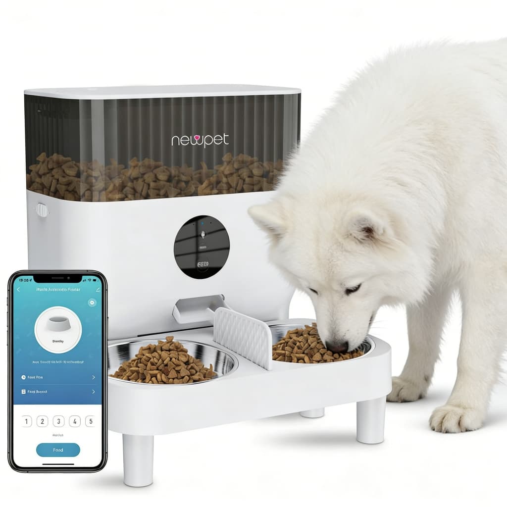 Newpet 5L Alimentador Pet Gato Cão Automatico Wifi Tuya App Seu Pet Alimentação Automatica Para Viagens Comedouro-Bivolt