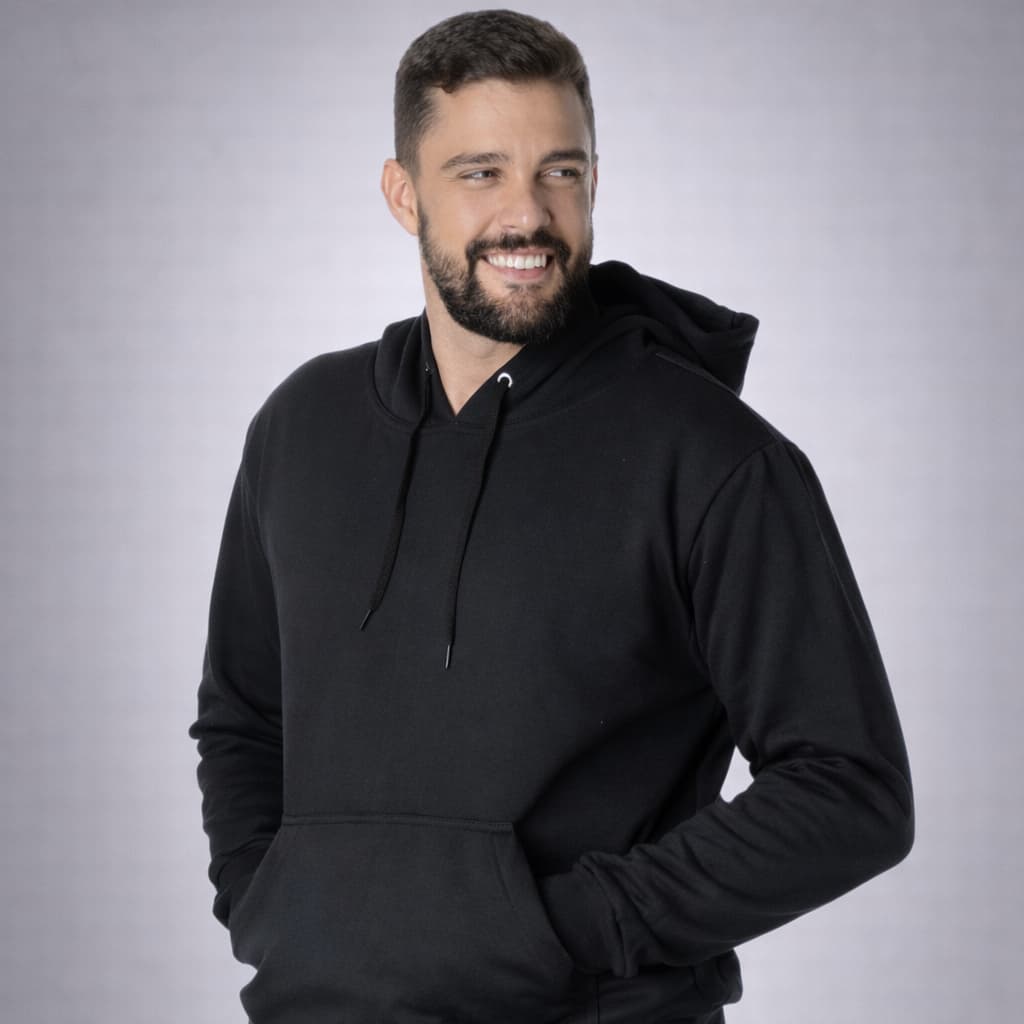 Moletom Canguru Grosso Felpado com Capuz Blusa de Frio Unissex com Bolso Grande e Conforto