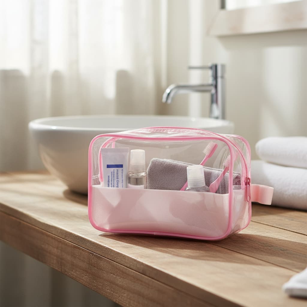 Necessaire Transparente Simples Organizador De Viagem Bolsa Lisa Bolsa Necessaire Maquiagem Higiene Organizador