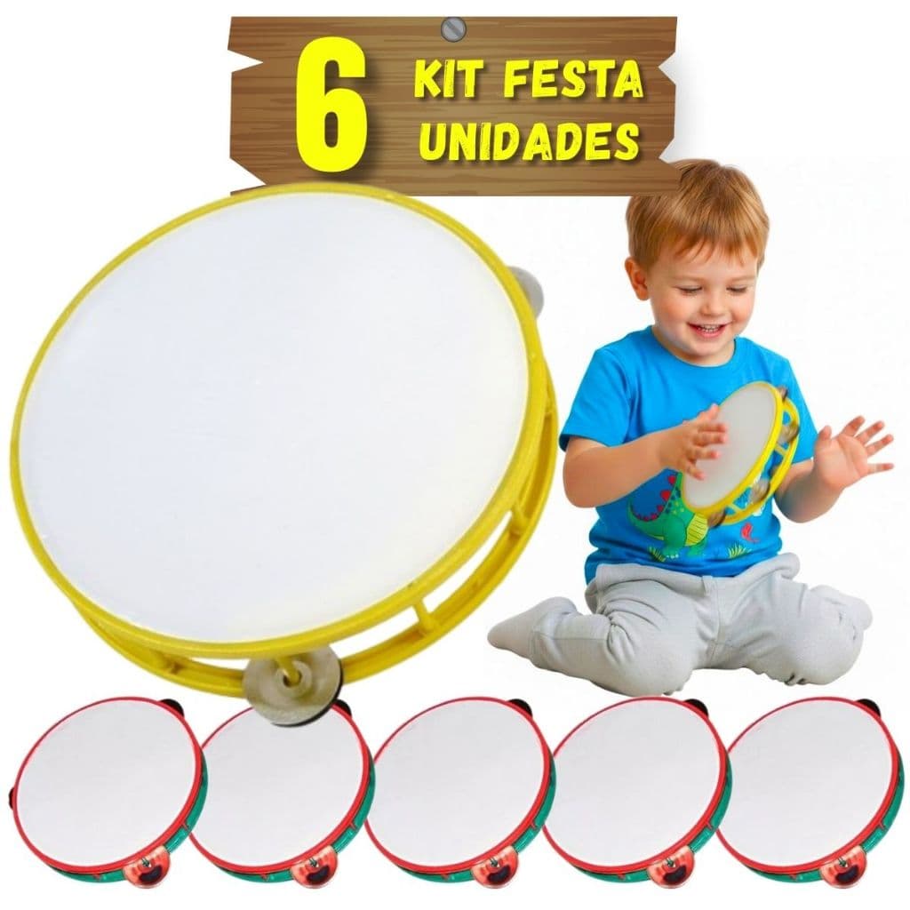 Kit 6 Pandeiros Infantil Brinquedo Musical Prenda Atacado