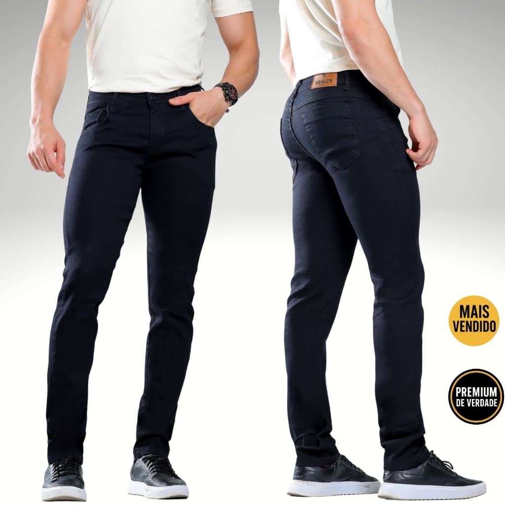 Calça Jeans Masculina Preta Premium | Corte Tradicional | Alta Qualidade e Conforto com Lycra  nº 36 ao 50