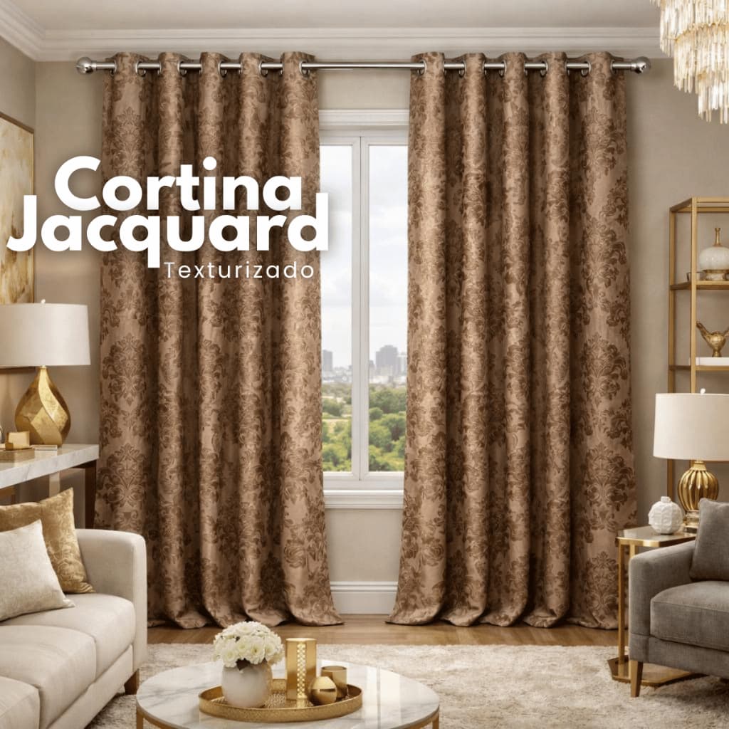 Cortina Jacquard Sala E Quarto Tecido Semi Blackout Filtro De Luz Decoração Para Varão Simples Prime