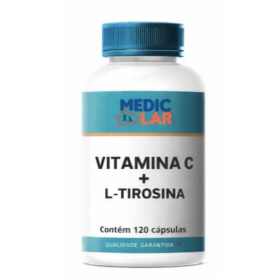VITAMINA C 250mg + L-TIROSINA 150mg Certificada Medic Lar 30, 60 e 90 Cápsulas