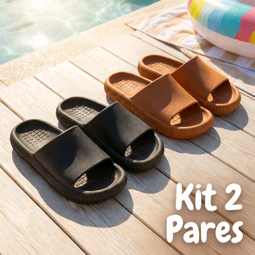 Kit 2 Pares Chinelo Infantil Menino Nuvem Fleca Slide Macio Leve Confortável Antiderrapante