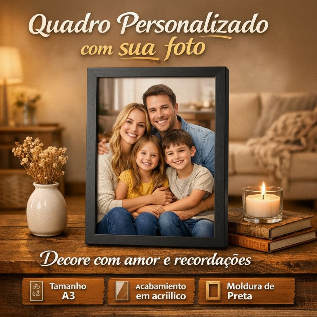 Quadro Personalizado em Vinil com Moldura Preta | Decoração