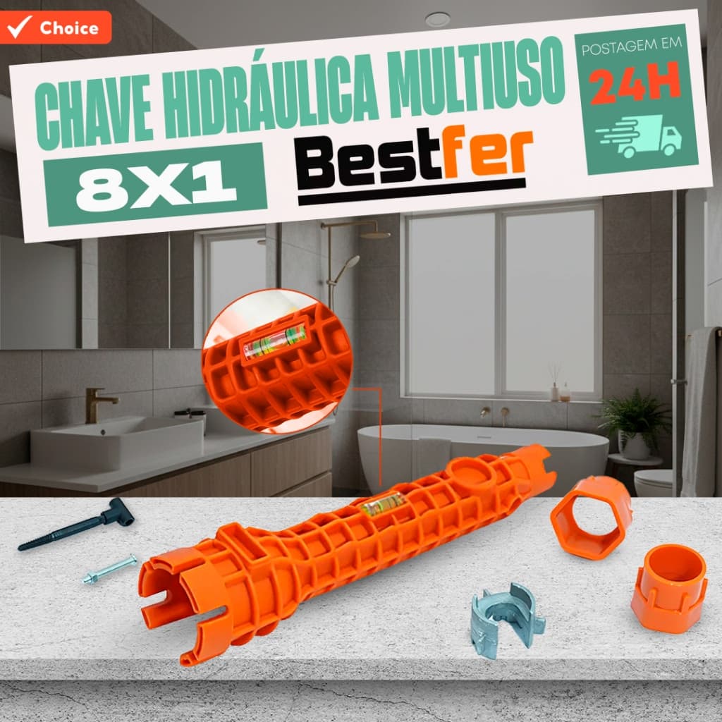 Chave Grifo Instalador Hidráulico 8x1 Multiuso Cano Pia Torneira Filtro Encanamento - Kokay 32328