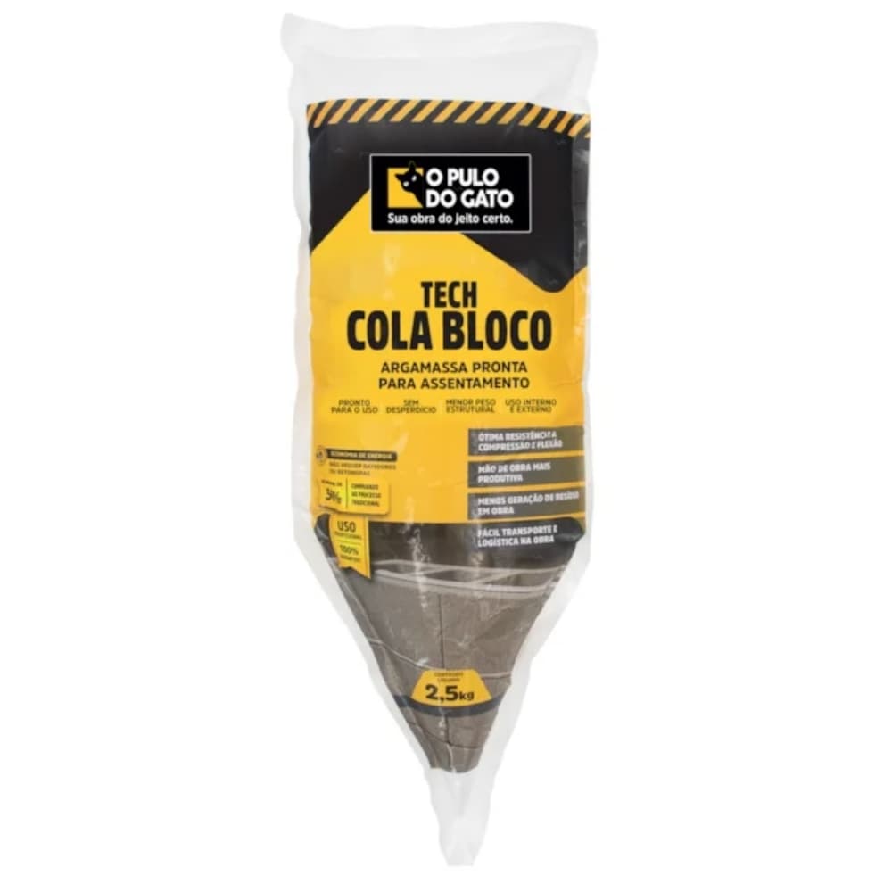 Massa Pronta Tech Cola Bloco Tijolo Para Assentamento Massa Polimérica 2,5Kg - Pulo Do Gato