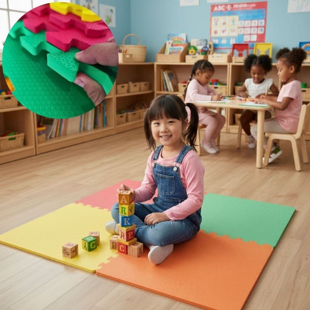 Kit 12 Tapete EVA Infantil Tatame 50x50x1cm 10mm (3m²) 24 Bordas Bebe Criança Piso Encaixe Atividade