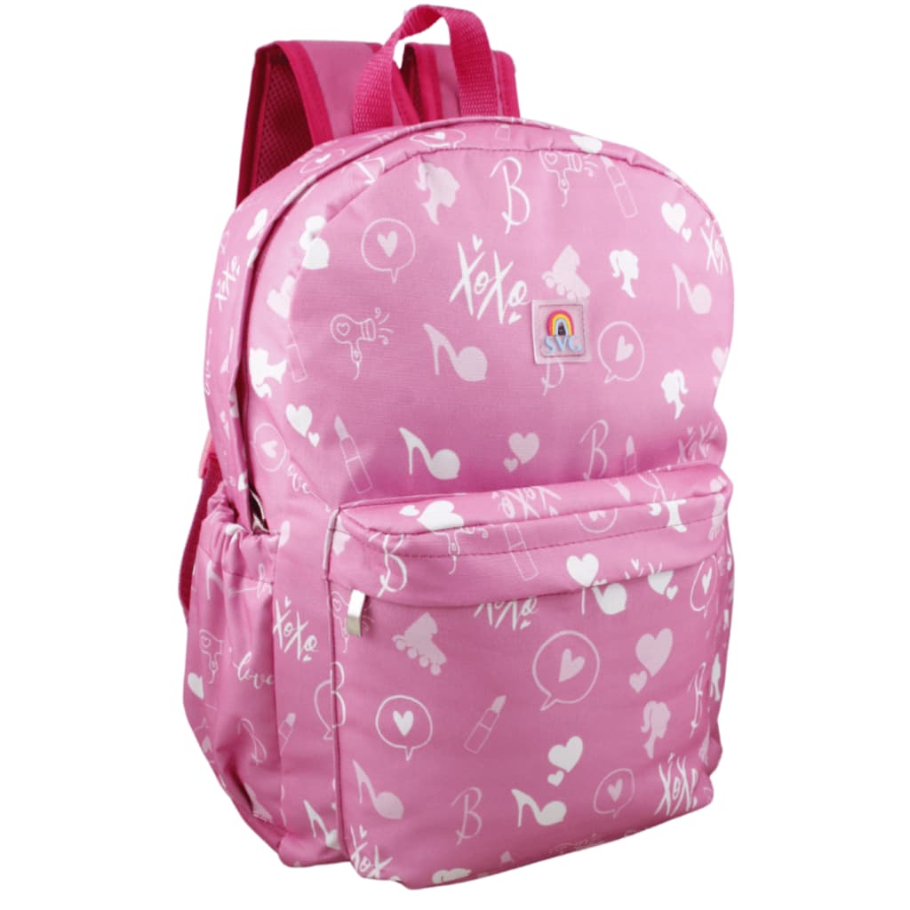 Mochila Escolar Boneca Rosa Juvenil SVG Grande Reforçada Menina Love Xoxo Fofa Costa