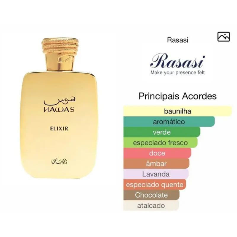 Perfume Árabe Unissex Rasasi Hawas Elixir Original 100ml Eau de Parfum