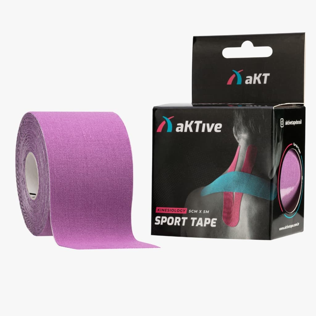 Bandagem Elástica Aktive Kinesio Tape Fita Original Fisioterapia Crossfit Pós Cirurgia Ortopedia Gestantes Cor Lilas