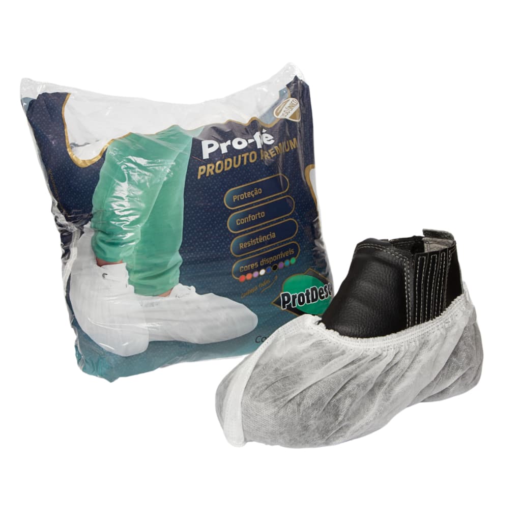 Sapatilha Propé Gr. 40 Botinha Descartavel Branco Tnt c/ 100 Pro Pé Resistente Hospital Alimentício