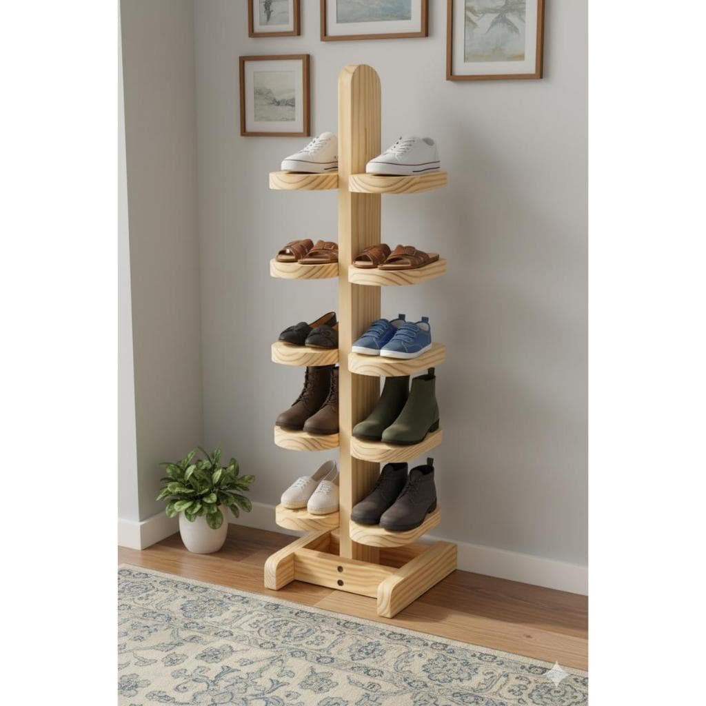 Sapateira Vertical de Madeira com Suporte para Sapatos – Organiza e Economiza Espaço