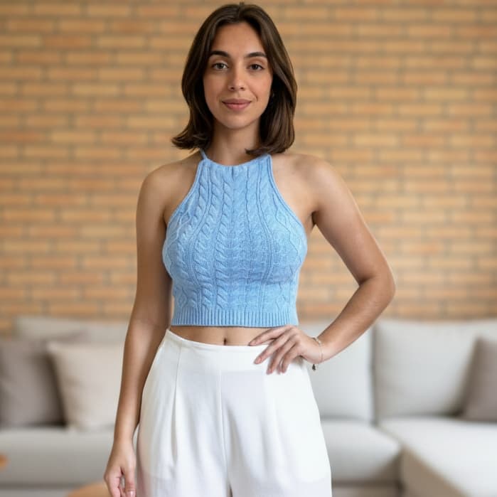 Blusa Feminina Estilosa Cropped Tricot Livora Feminina Modal Roupa Feminina Tendência