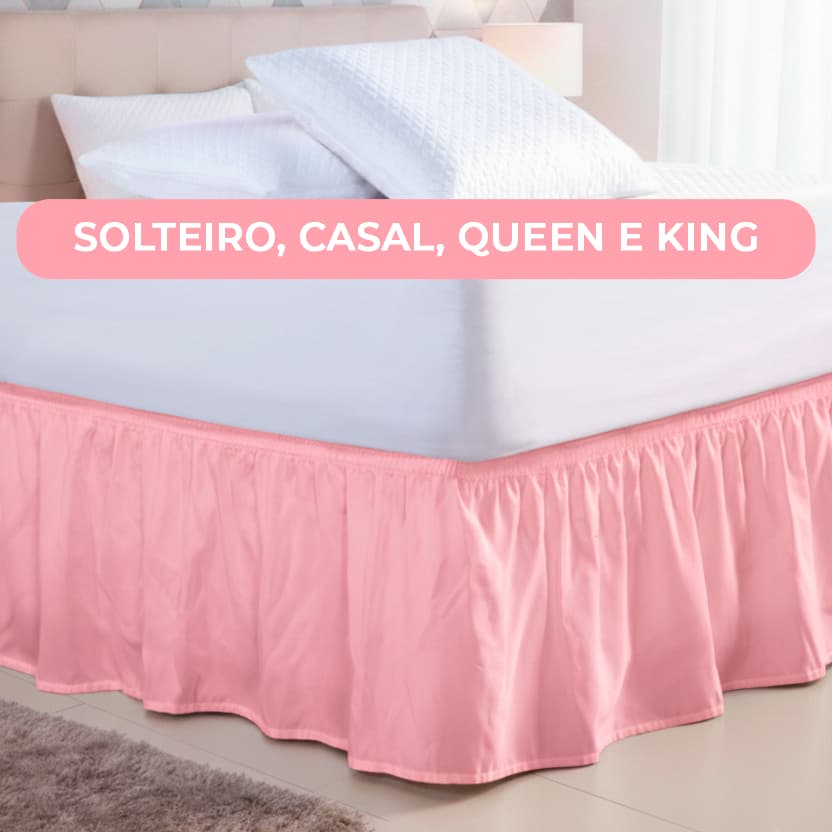 Saia Cama Box Casal Queen King Solteiro Com Elástico Em Toda Volta