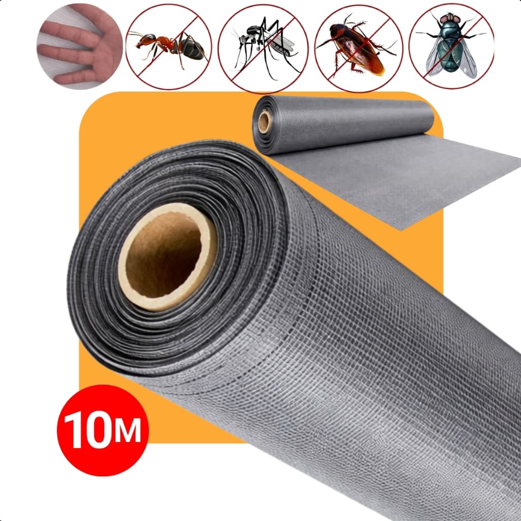 Tela Mosquiteira Anti Inseto/mosquito Cinza 1,50 X 10 Metros De Fibra De Vidro