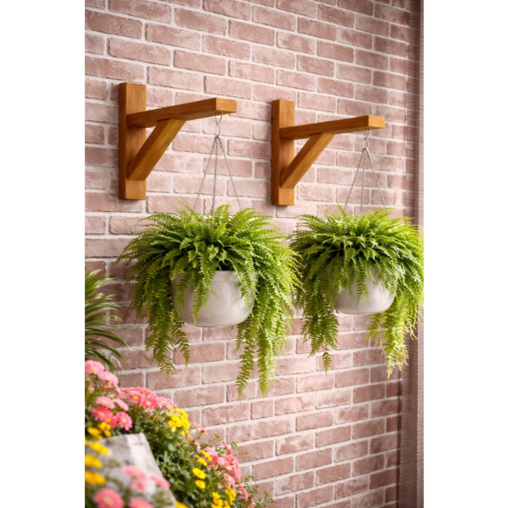 Kit 2 Mão Francesa para Pendurar Vasos de Plantas Suporte Pendente Suspenso em Madeira 24cm