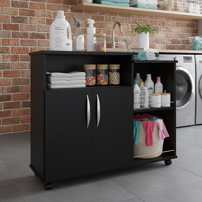 Balcão Cozinha Fruteira com Suporte Microondas 2 Portas Multiuso Organizador AJL