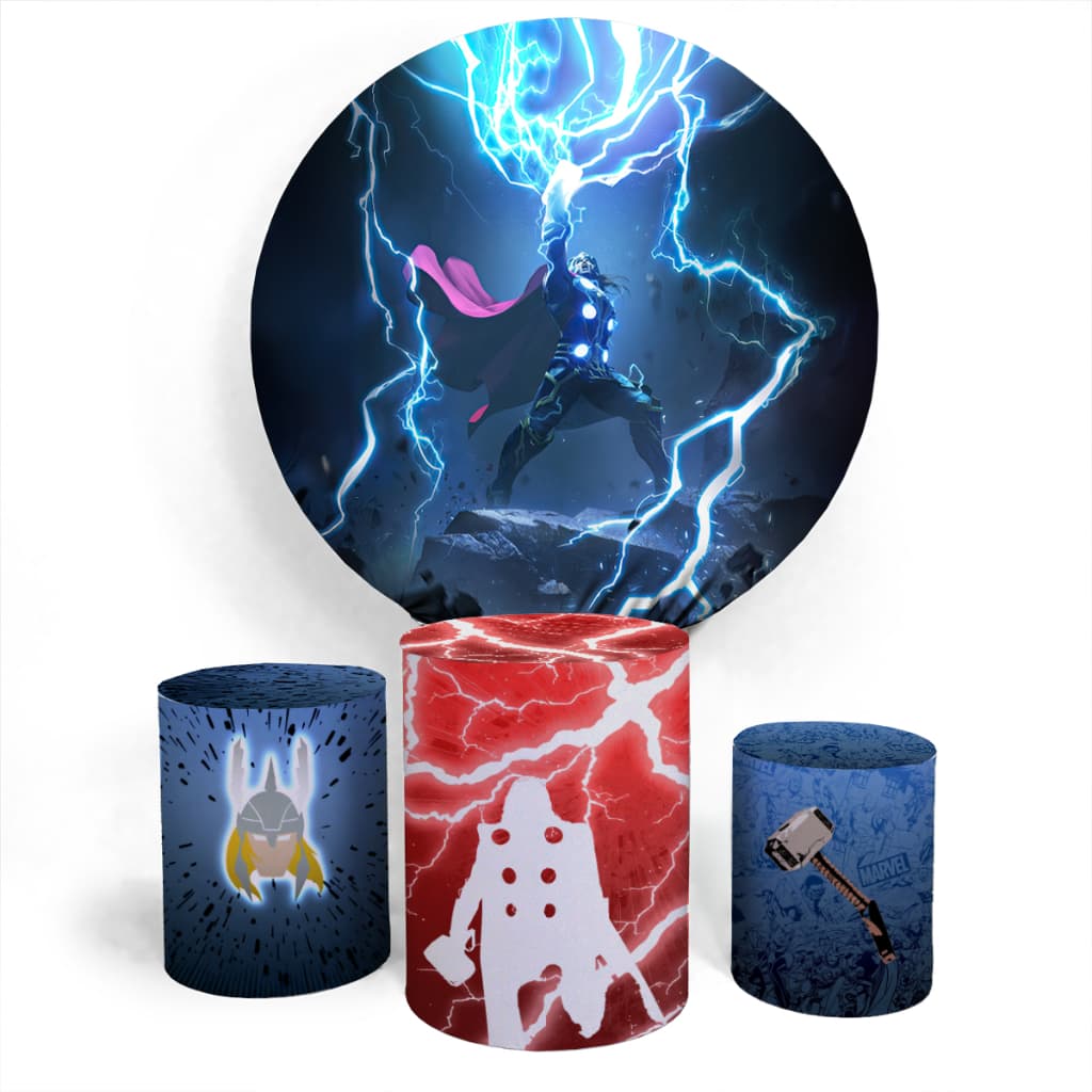 Painel De Festa Capa Customizada E Capa Trio Cilindro Veste Facil Tema Heroi Marreta