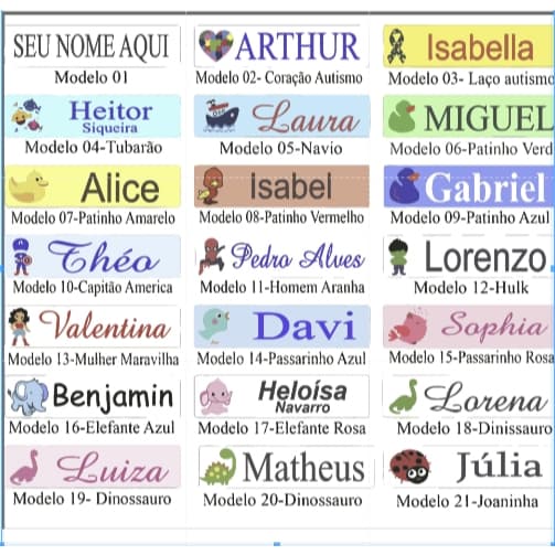 Kit com 15 a 100 🏷️ Etiqueta Personalizada DTF Têxtil Infantil 6CM DE LARGURA| Nome para Roupas UNIFORME Escolar