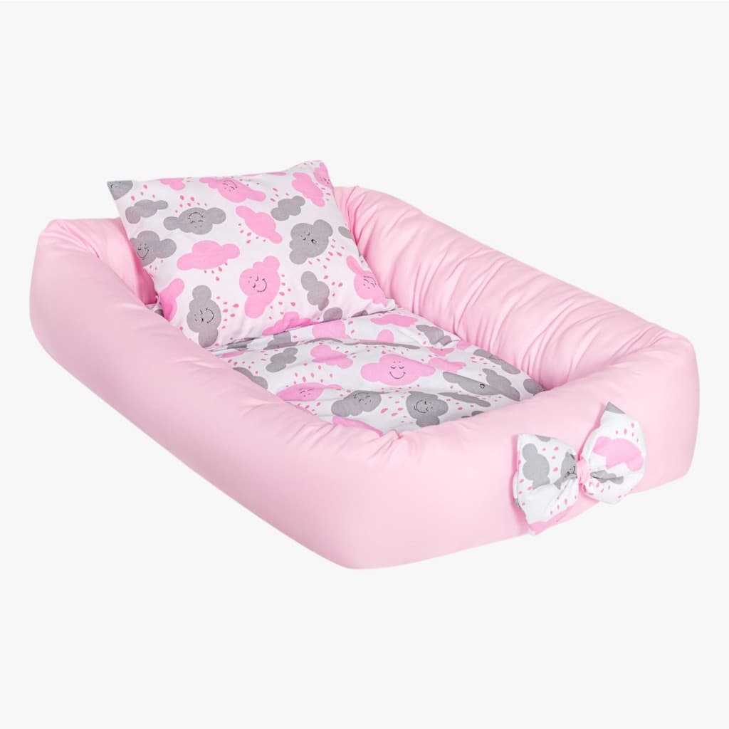 Ninho Rolinho para Bebê 4 peças Nuvem Rosa Menina