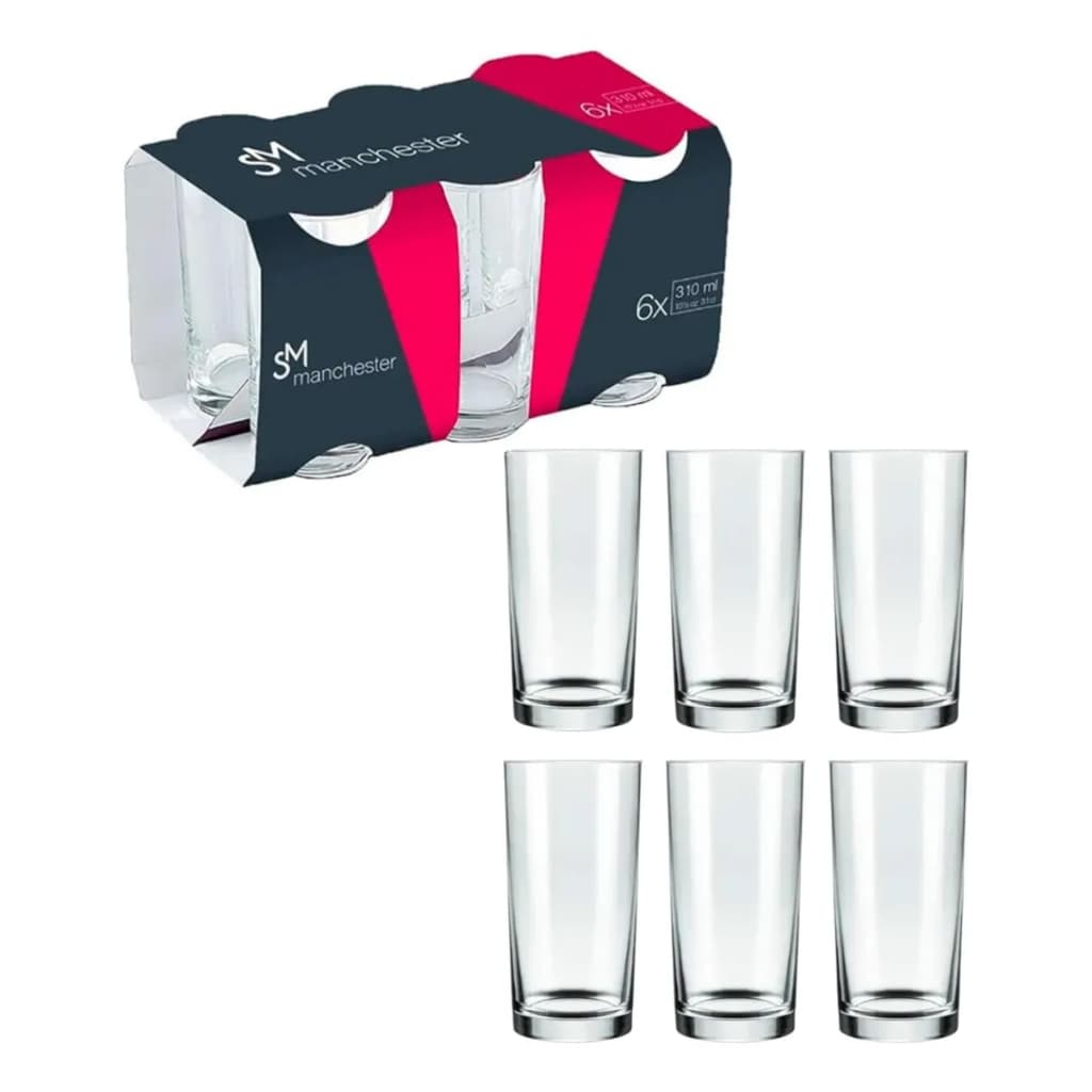 Conjunto de Copos Manchester Long Drink Nadir 300ml - 6 unidades