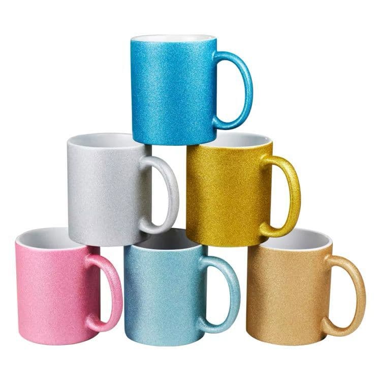 Caneca 350ml com Glitter para Personalização em Sublimação| Ideal para Brindes