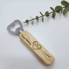 Kit 10 Abridor De Garrafa Personalizado Nome Logo Gravação a Laser Cabo Madeira
