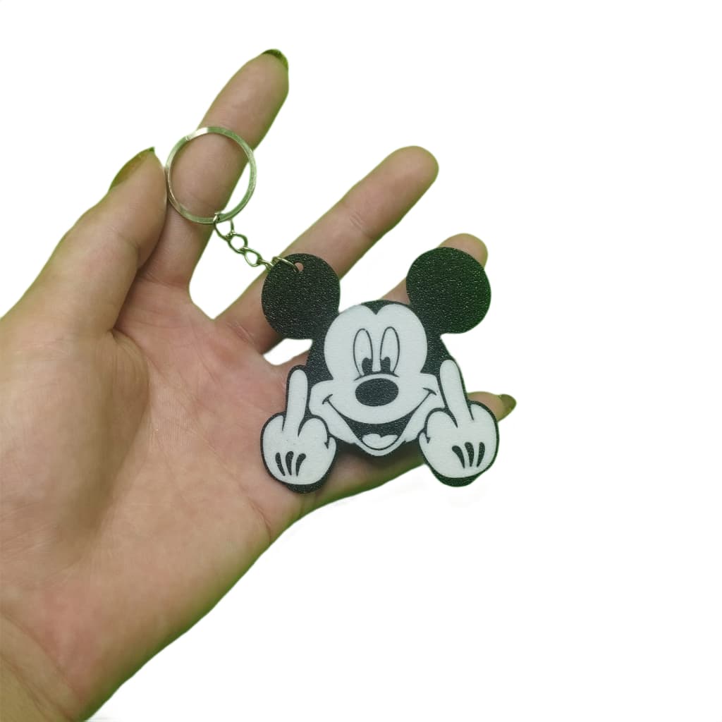 Chaveiro Mikey Mouse Dedo do Meio | Engraçado Rude | Presente Zueira Amigo Secreto