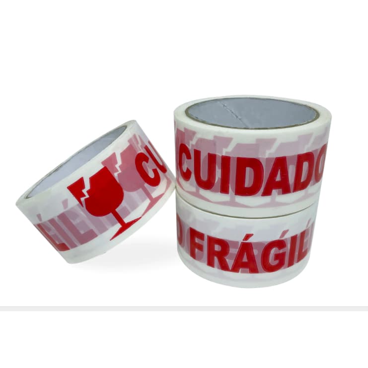 Fitas Adesiva  Larga Cuidado  Frágil 50x 50mt  - 05 Rolos