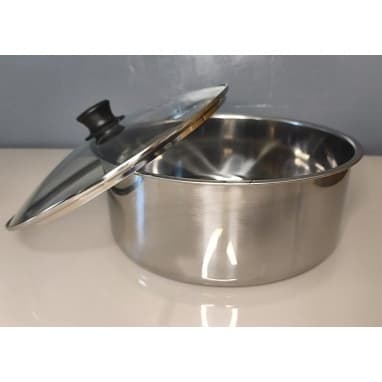 Bacia reforçada alta aço inox 8 litros 32 cm com tampa de vidro, Artinox