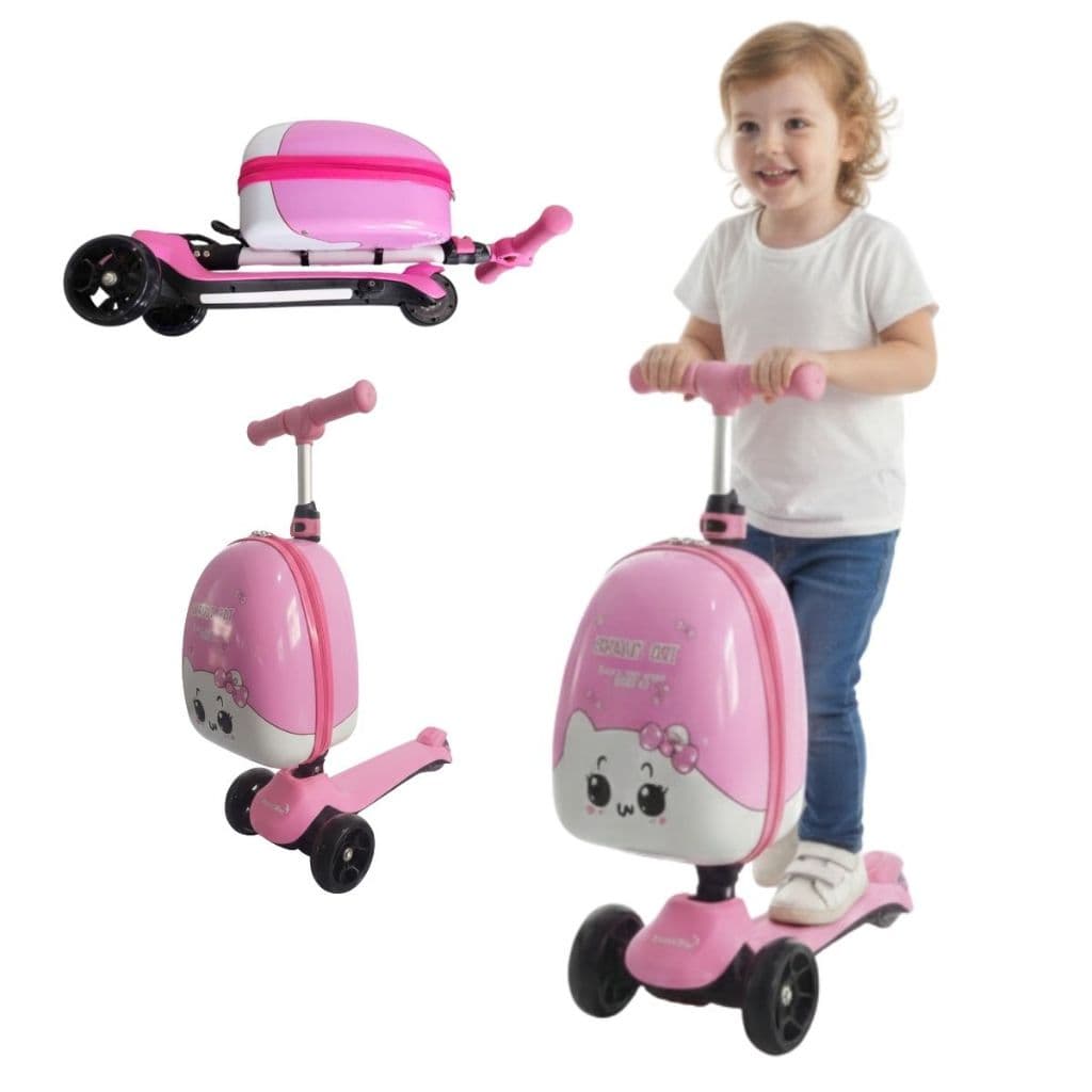Patinete Elétrico Infantil 3 Rodas Com Mala Rosa Importway