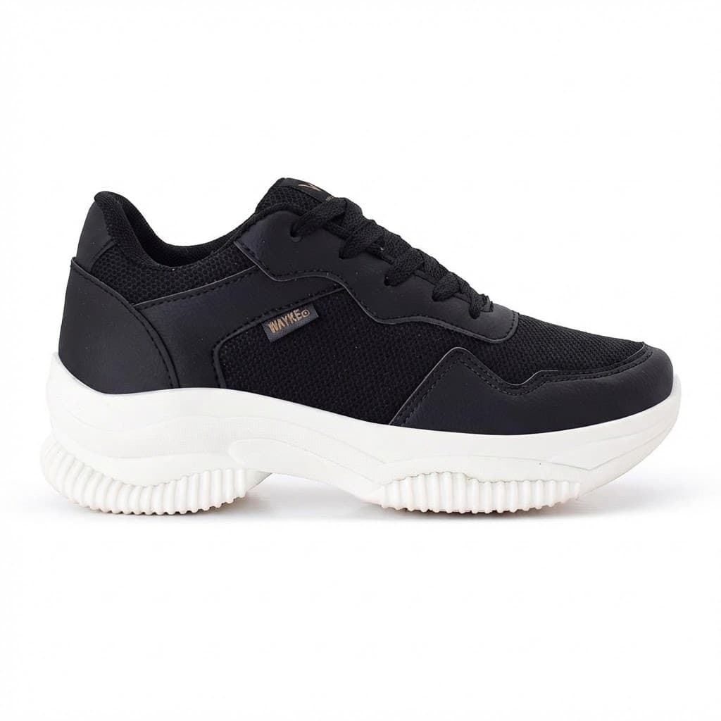 Tenis Leve Para Caminhada Correr Academia Masculino Casual Confortável Preto Branco Tratorado Sola Alta