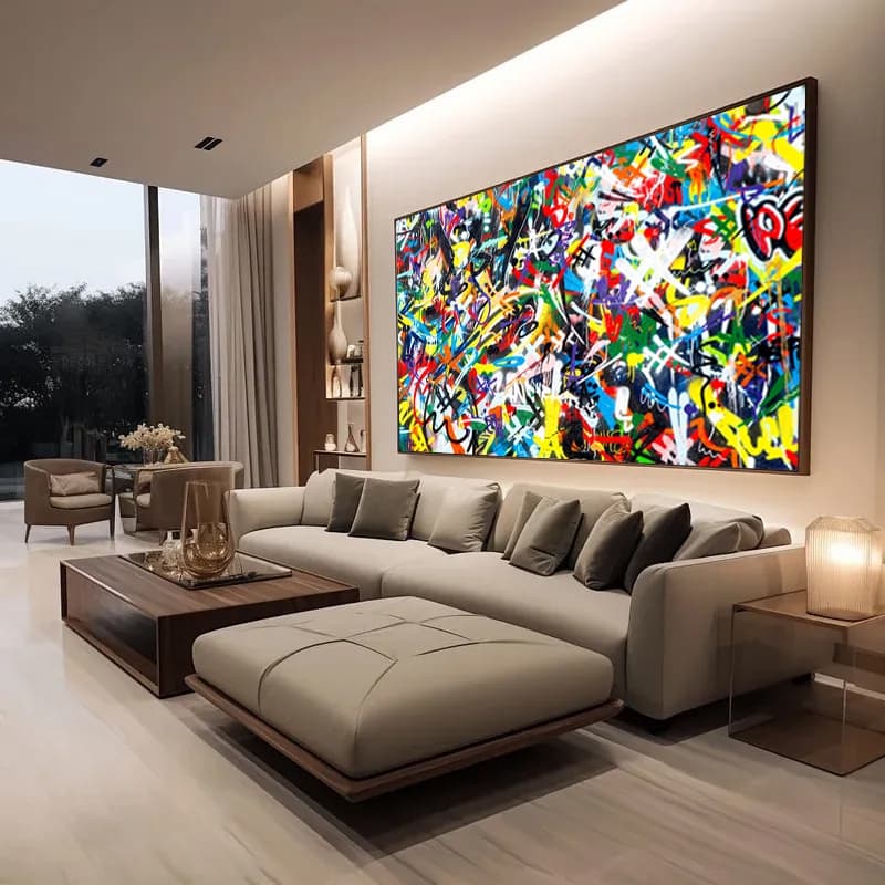 Quadro Decorativo Colorido Grafite Art Para Sala
