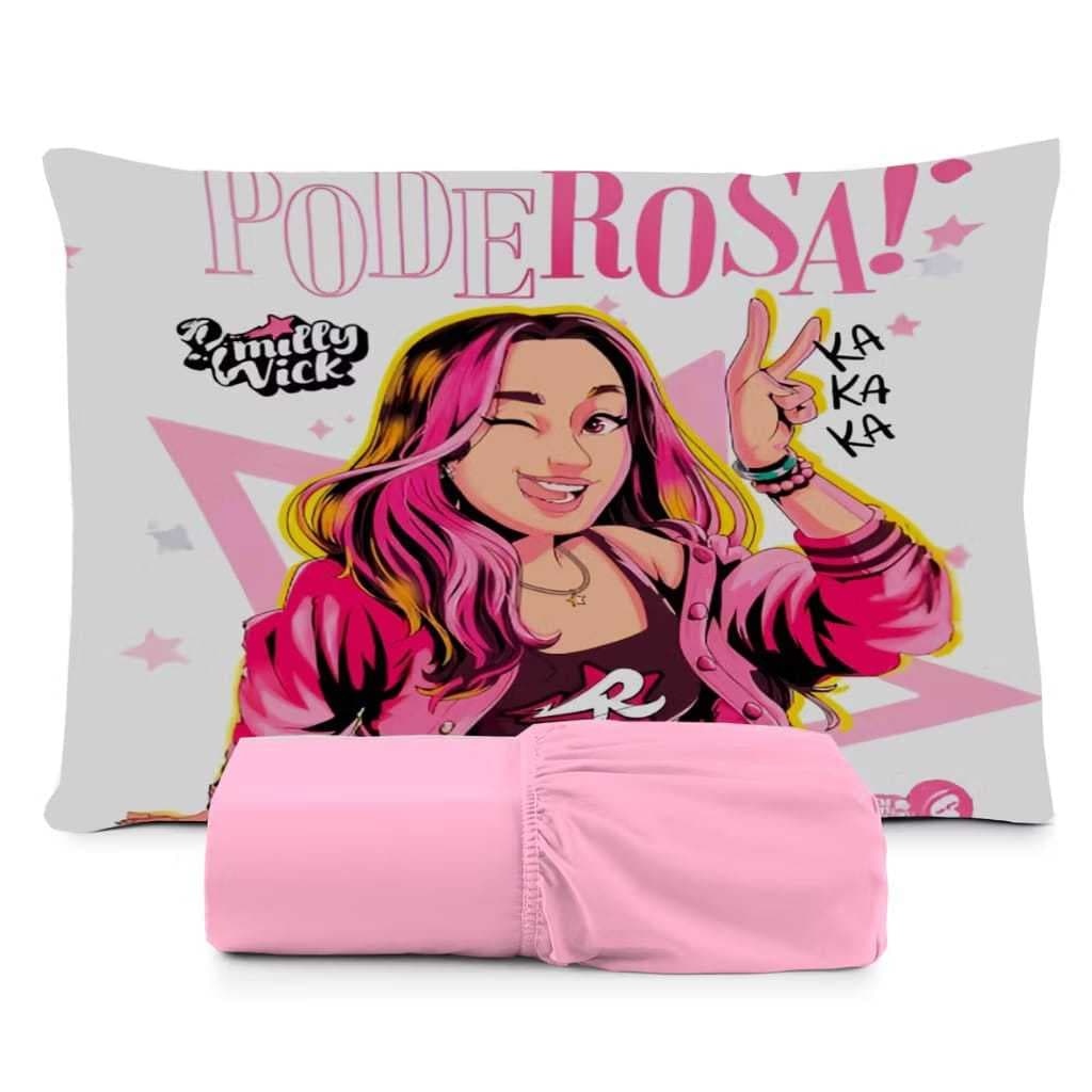 JOGO DE LENÇOL SOLTEIRO INFANTIL DE LUXO DOS ROSA EMILLY VICK FRONHA TRAVESSEIRO, LENÇOL DE ELASTICO