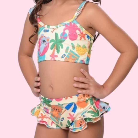 Biquini Infantil Menina OFERTA I 2 a 13 anos I Proteção UV50+ I Todo Forrado I Confortável e Seguro para Praia e Piscina