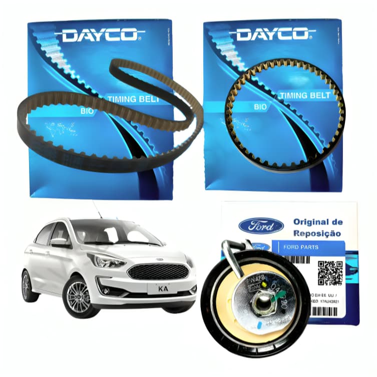 Kit Correia Dentada + Correia da Bomba de óleo + Tensor original Ford Ka e Fiesta 1.0 3 Cilindros