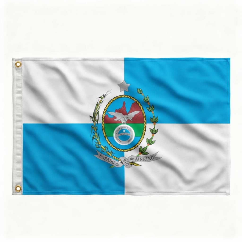Bandeira RIO DE JANEIRO Oficial 90 x 150 cm C/Anilhas p/Mastro Costurada /Exteriores Cores Vibrantes