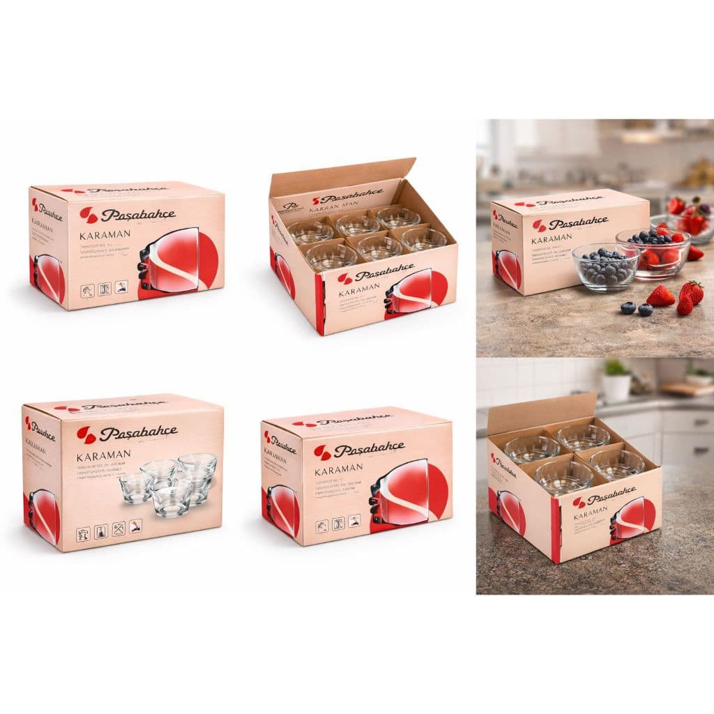 Jogo de 6 Bowls Vidro Mesa, Marguerite, tigelas, Cumbuca Cristal, Sobremesa, 280ML Posta Luxo
