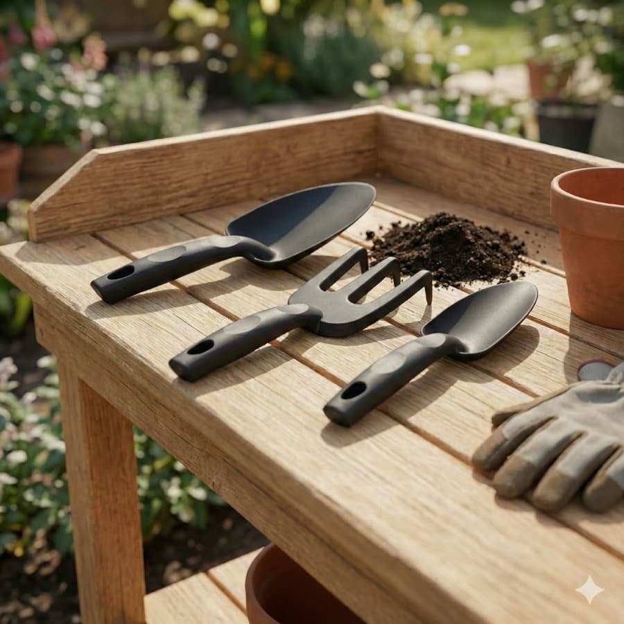 Kit Básico Jardinagem 3 Peças Pás e Rastelo Para Horta em Casa