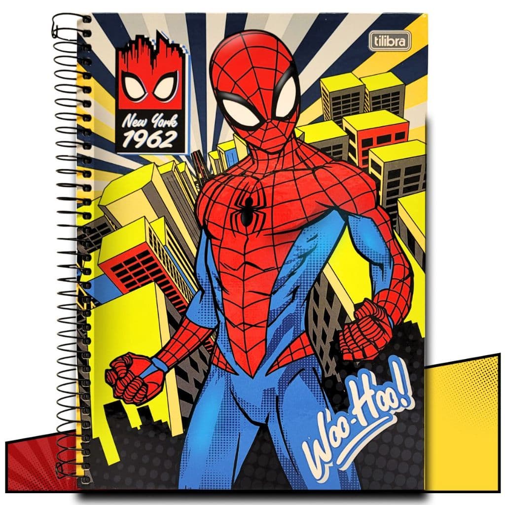 Caderno Universitario Tilibra Homem Aranha Adesivo 10 Matéria 160 Folhas