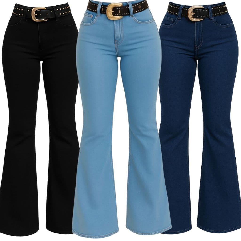 Calça Country Flare Jeans Feminina Linha Premium Lisa Cintura Alta com Lycra Rodeio Cavalgada West