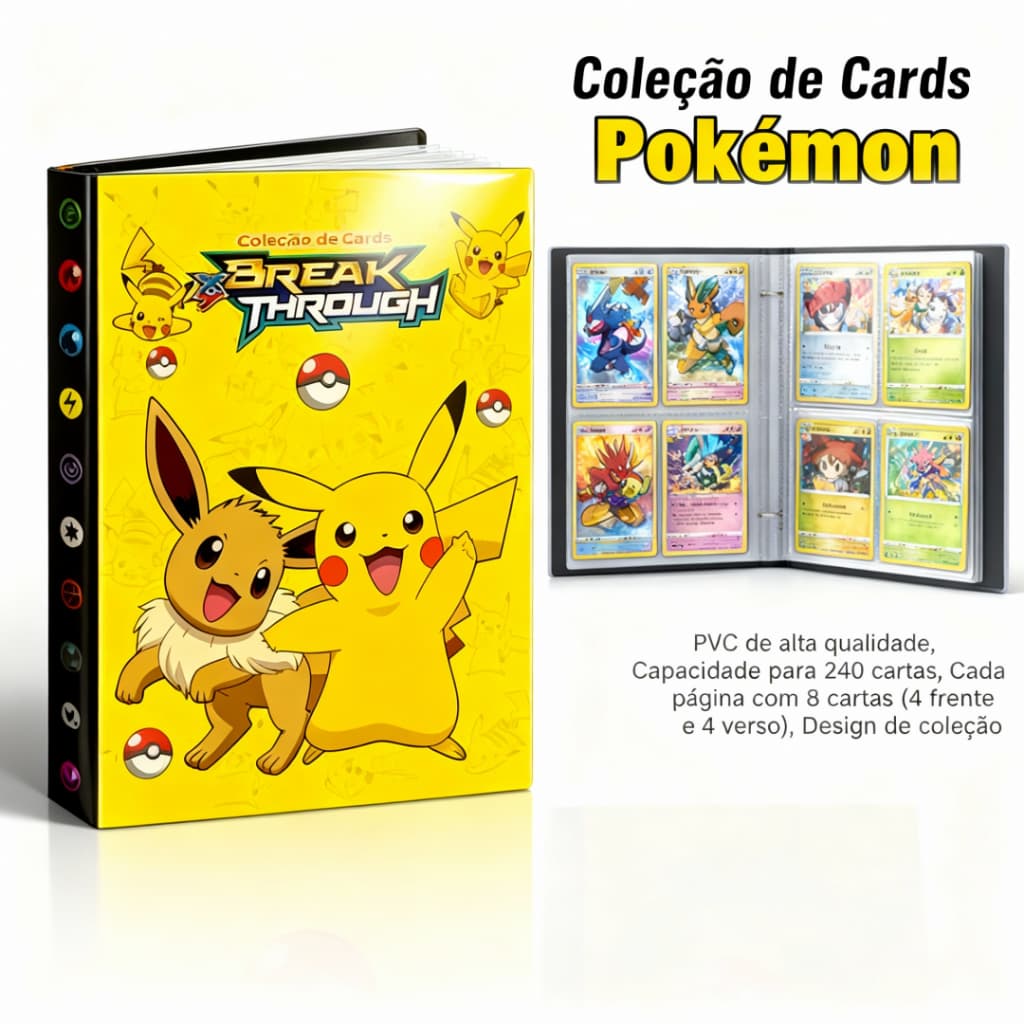 Álbum Pokémon TCG 240/400 Cartas – Pasta Resistente e Proteção Segura– Colecionadores Envio SP